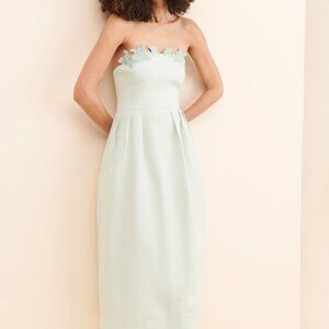 Fanm Mon Light Green Strapless Midi Dress